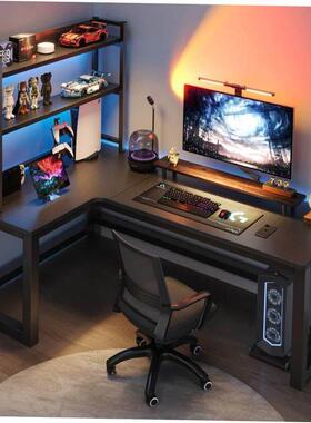 Corner E-sports table Double computer table Desk and bookshe