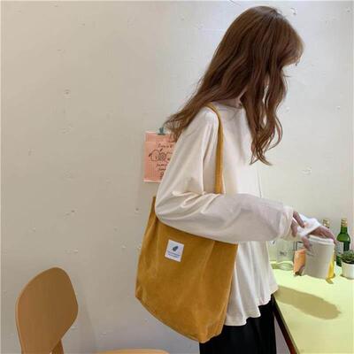 Women Corduroy Canvas Tote Handbag Female Cloth Shoulder Bag