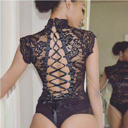 Sexy halter one-piece pajamas lace temptation sexy lingerie