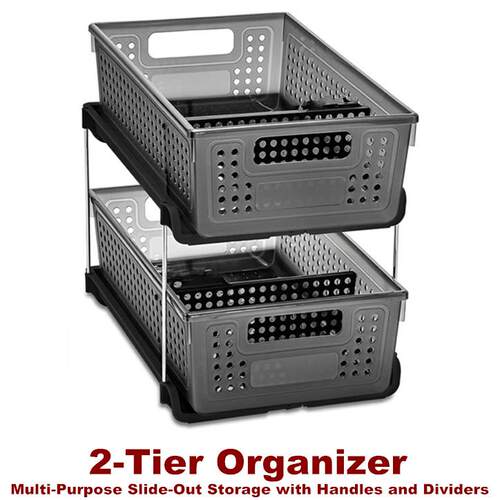 2 Tier Bath Organizer Undersink Storage with Sliding Drawers