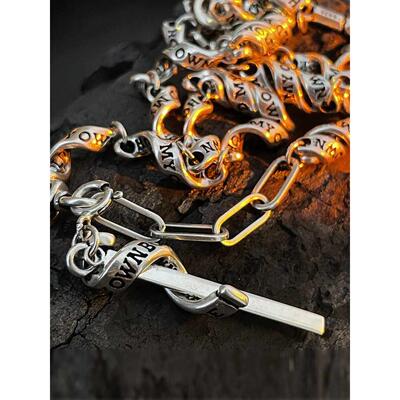 S925 Silver English Graffiti Faith Ribbon Chain Necklace Wom