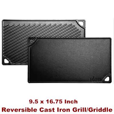 Reversible Cast Iron Grill Griddle Double Burner Griddle Pan