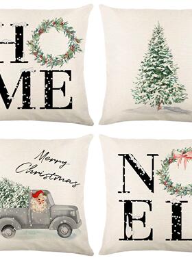 Christmas Pillow Covers 18x18 Set of 4 Farmhouse Decoration