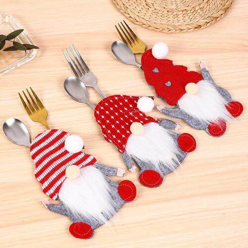 Christmas Dwarf Knife and Fork Faceless elderly Cutlery set