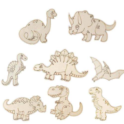 10pcs Wooden Dinosaur Crafts Painting Wooden Ornaments F
