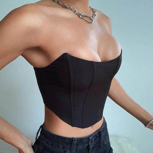 Sleeveless Off Shoulder Velvet Women Corset Crop Tops Vest