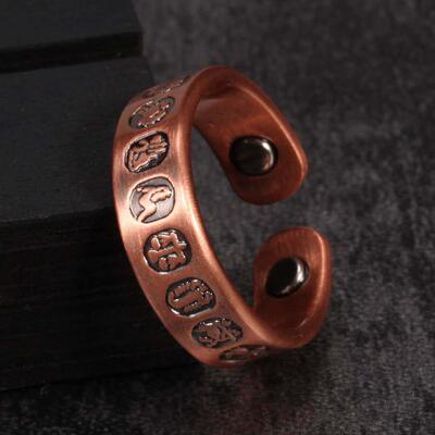 Adjustable Copper Ring Men Vintage 12 Constellation Health M
