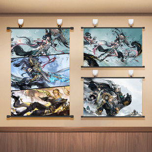 王者荣耀公孙离水墨风海报夏侯惇挂画墨染江湖装饰画壁画墙贴
