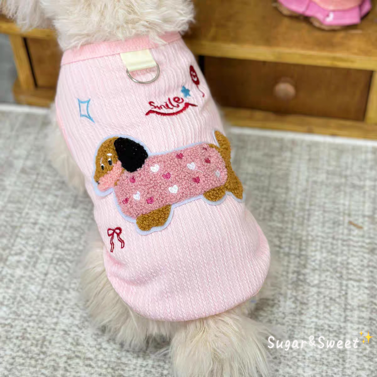 宠物狗狗衣服卡通字母腊肠狗春夏背心泰迪比熊博美猫咪小型犬服装