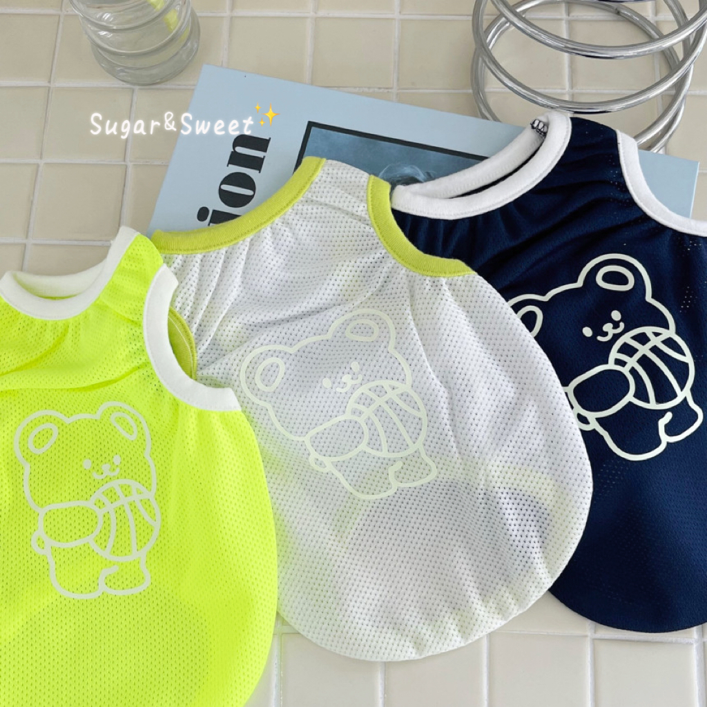 新款春夏透气网眼猫咪背心