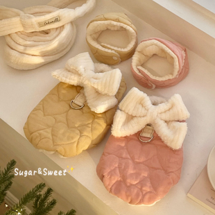 宠物猫咪蝴蝶结冬季衣服小型犬约克夏比熊泰迪幼犬小体狗狗秋冬款