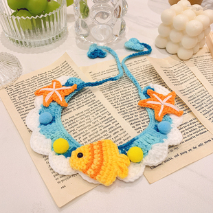 猫咪围脖猫口水巾小猫配饰宠物用品手工针织狗狗围嘴猫猫可爱装 饰