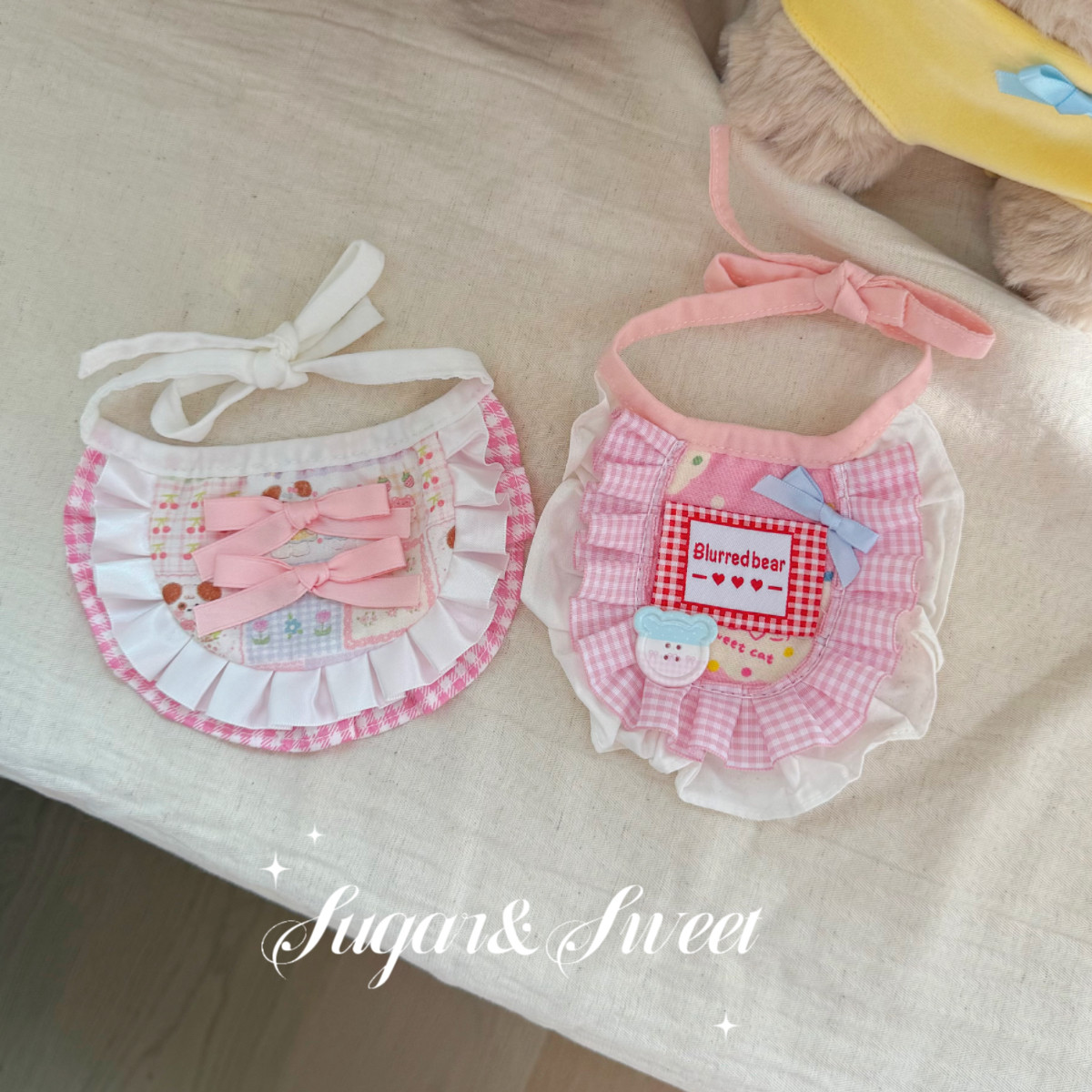 粉色系猫咪围兜狗狗口水巾粉嫩公主风围脖宠物配饰泰迪英短布偶