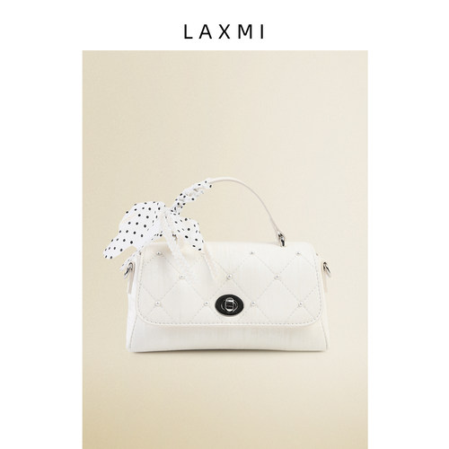 LAMXI白色菱格波点腋下包