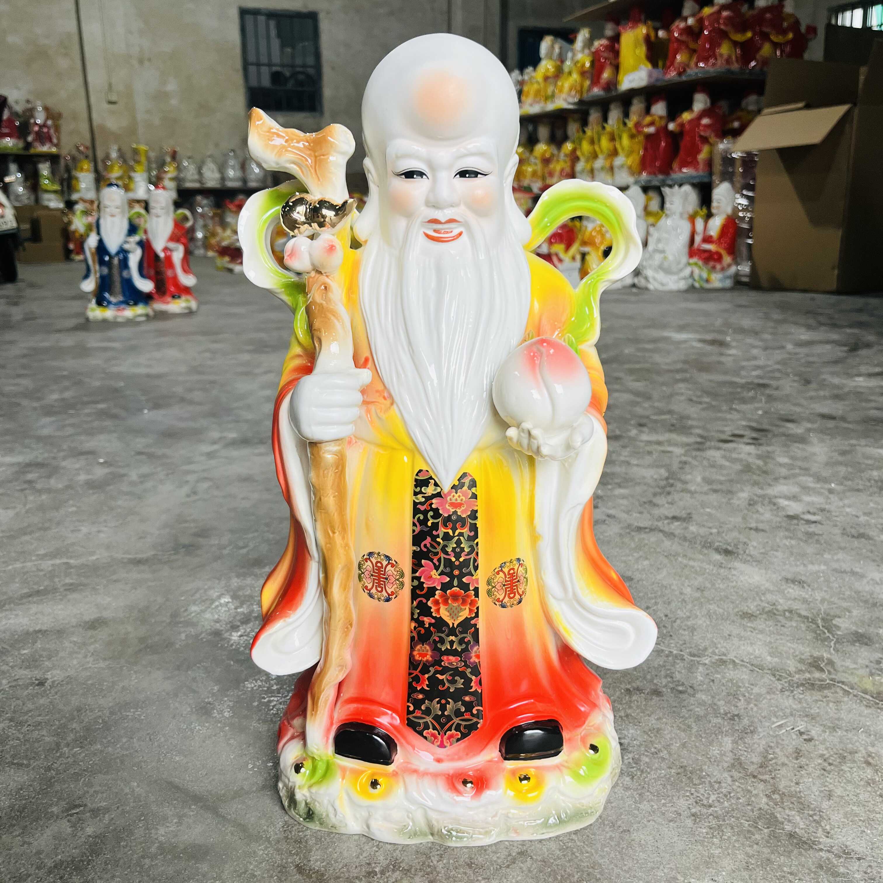 陶瓷老寿星南极老人星神像健康福寿镇宅平安佛像家居供奉工艺摆件