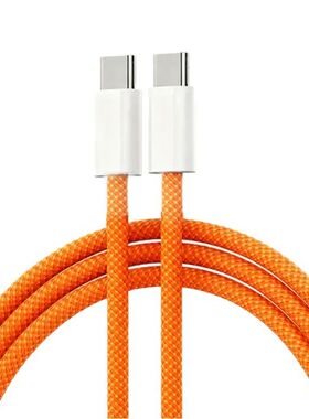 适用苹果17编织橙色充电线iphone17线16promax15pro数据线30w双C