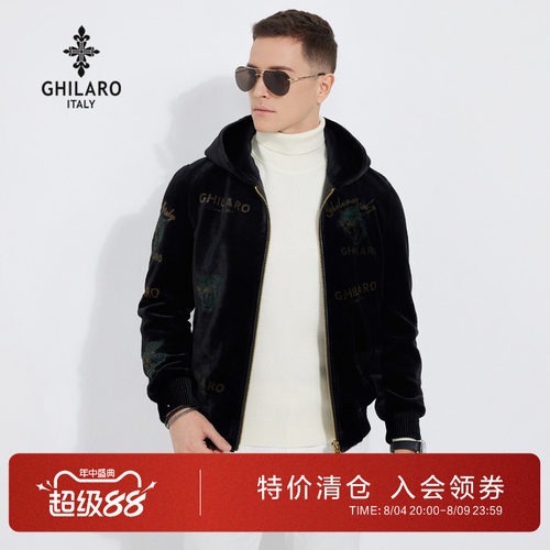 古劳男装连帽休闲金丝绒夹克外套
