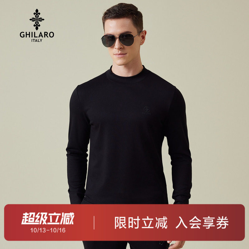雷迪波尔旗下品牌古劳吉那诺2025秋季新款男装刺绣休闲棉长袖T恤