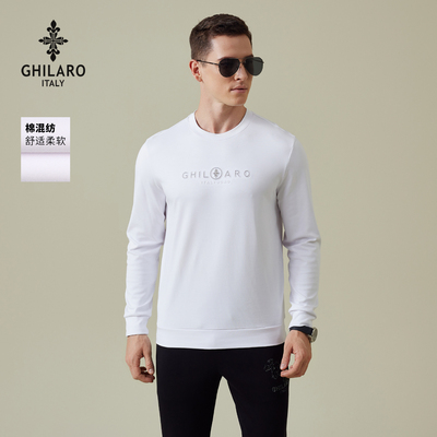 古劳吉那诺秋季圆领棉长袖T恤男