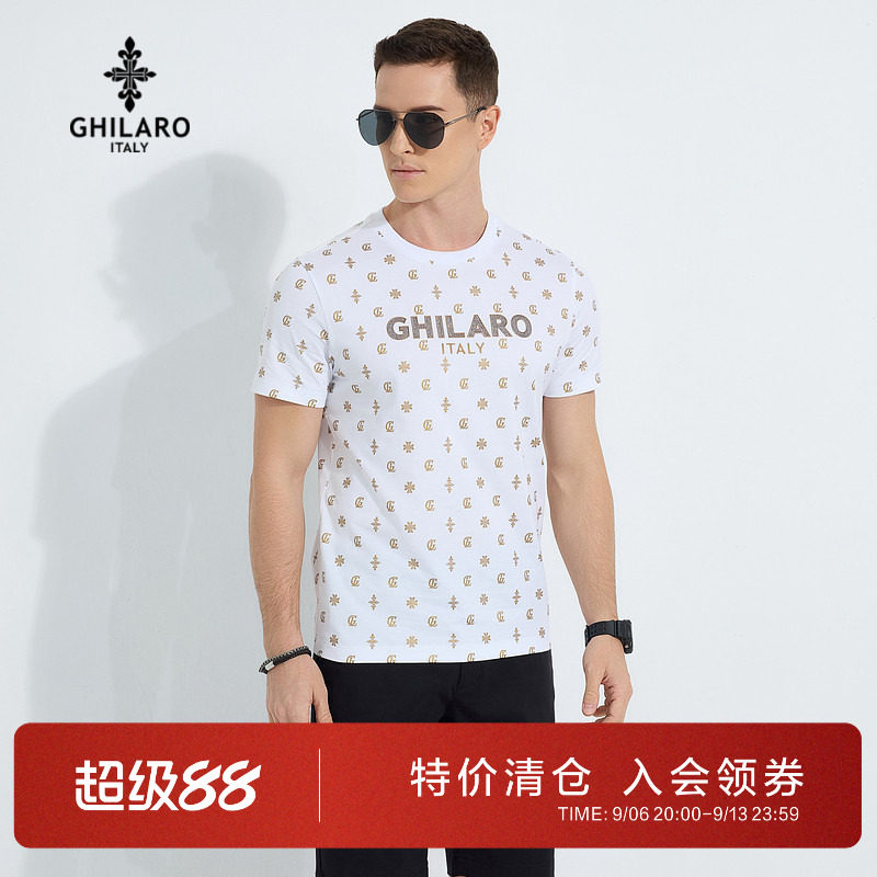古劳吉那诺夏季满身印花潮流短袖