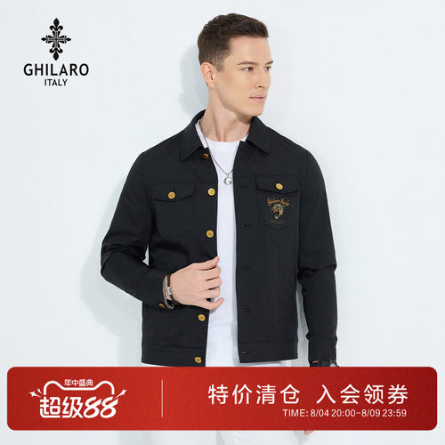 古劳吉那诺春秋翻领多袋夹克外套