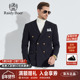 雷迪波尔男装 便西外套 商务休闲双排扣竖条纹修身 西服春秋季 新款