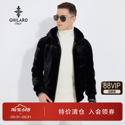 古劳男装连帽休闲金丝绒夹克外套