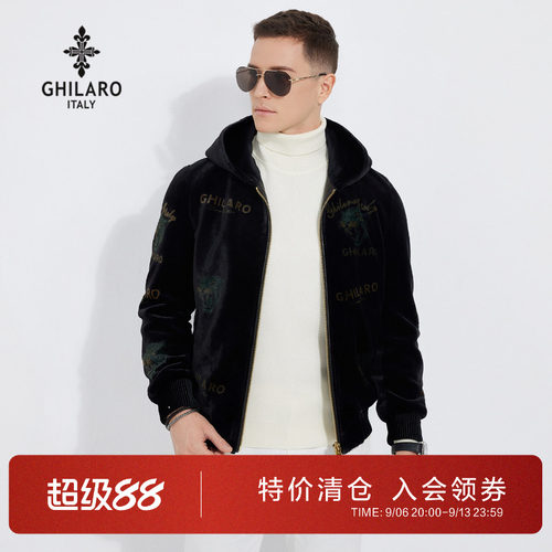 古劳男装连帽休闲金丝绒夹克外套