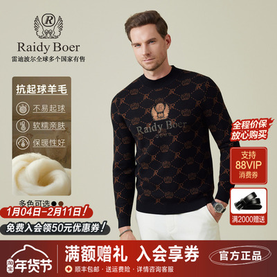 雷迪波尔抗起球半高领羊毛毛衣男