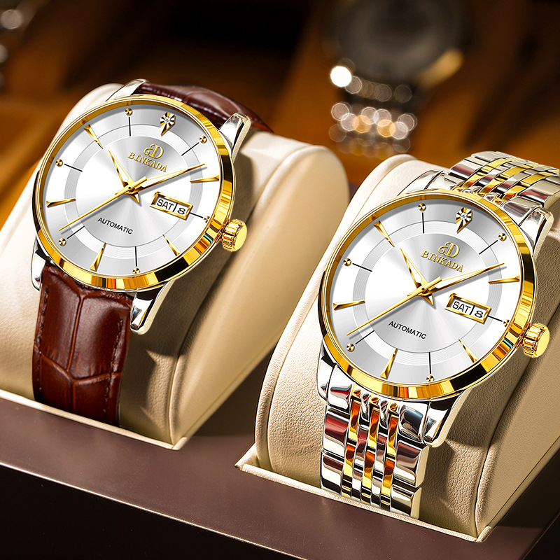 宾卡达手表男士防水机械表全自动钢带镂空夜光品牌商务男腕表