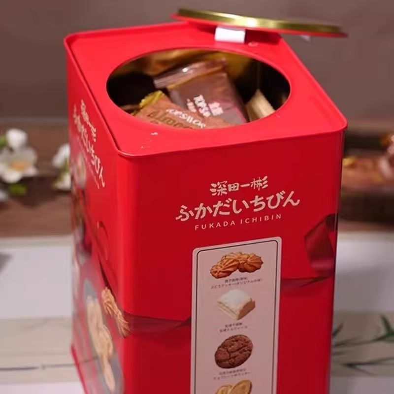 金语深田一彬奢享金生什锦礼盒608g千层蝴蝶酥曲奇饼干铁罐礼盒