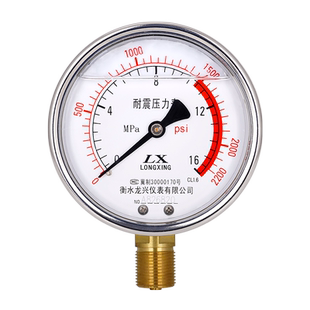 YN100耐震防震抗震压力表充油表气压水压液压0-1.6/2.5/16/40mpa