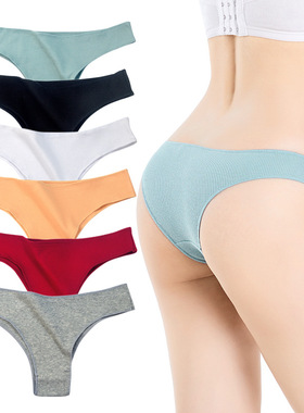 欧美tback无痕T丁字裤性感运动健身低腰锦纶+纯棉t型内裤女大码