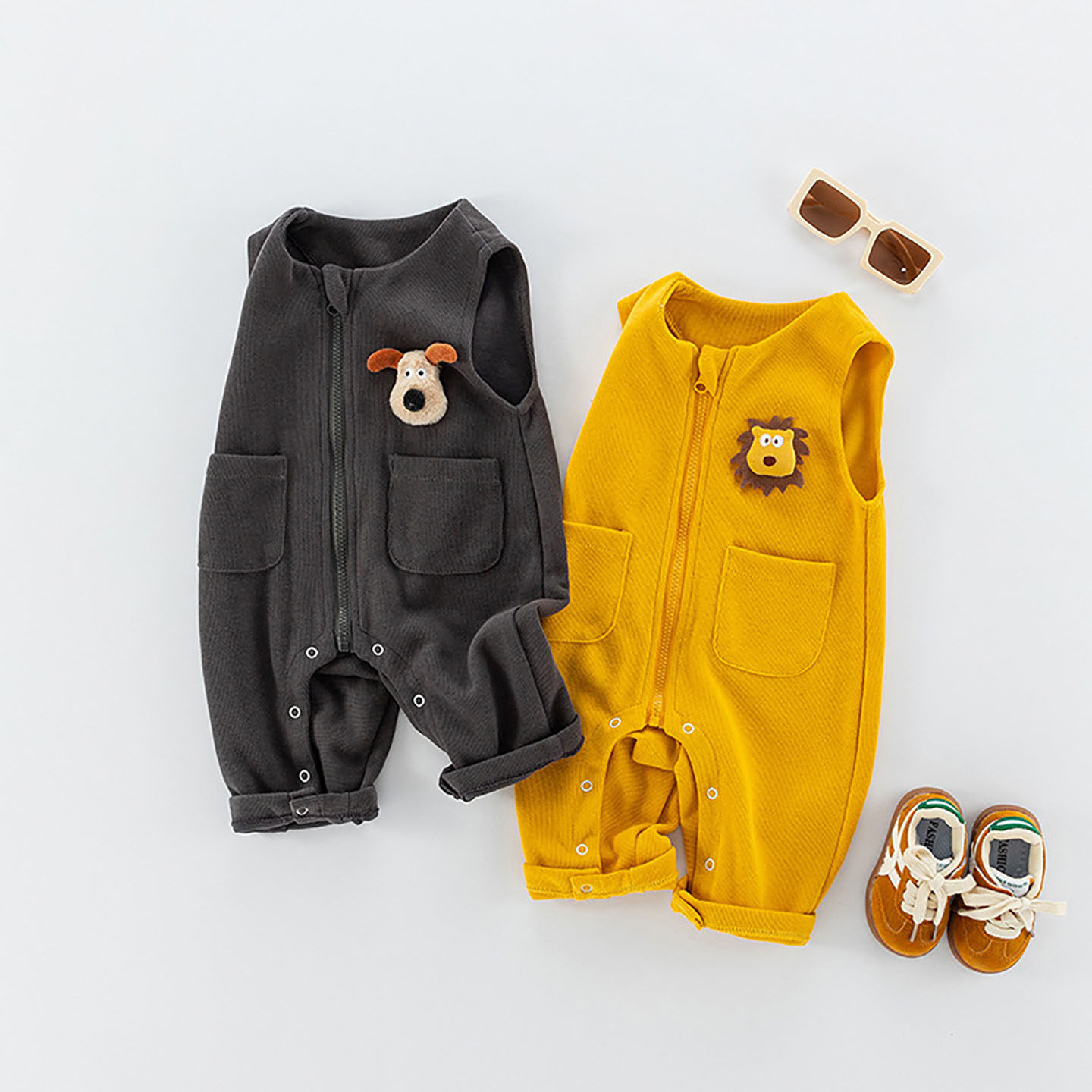 婴儿背带裤宝宝春秋冬装连体衣无袖马甲哈衣男女孩婴童外出服纯棉