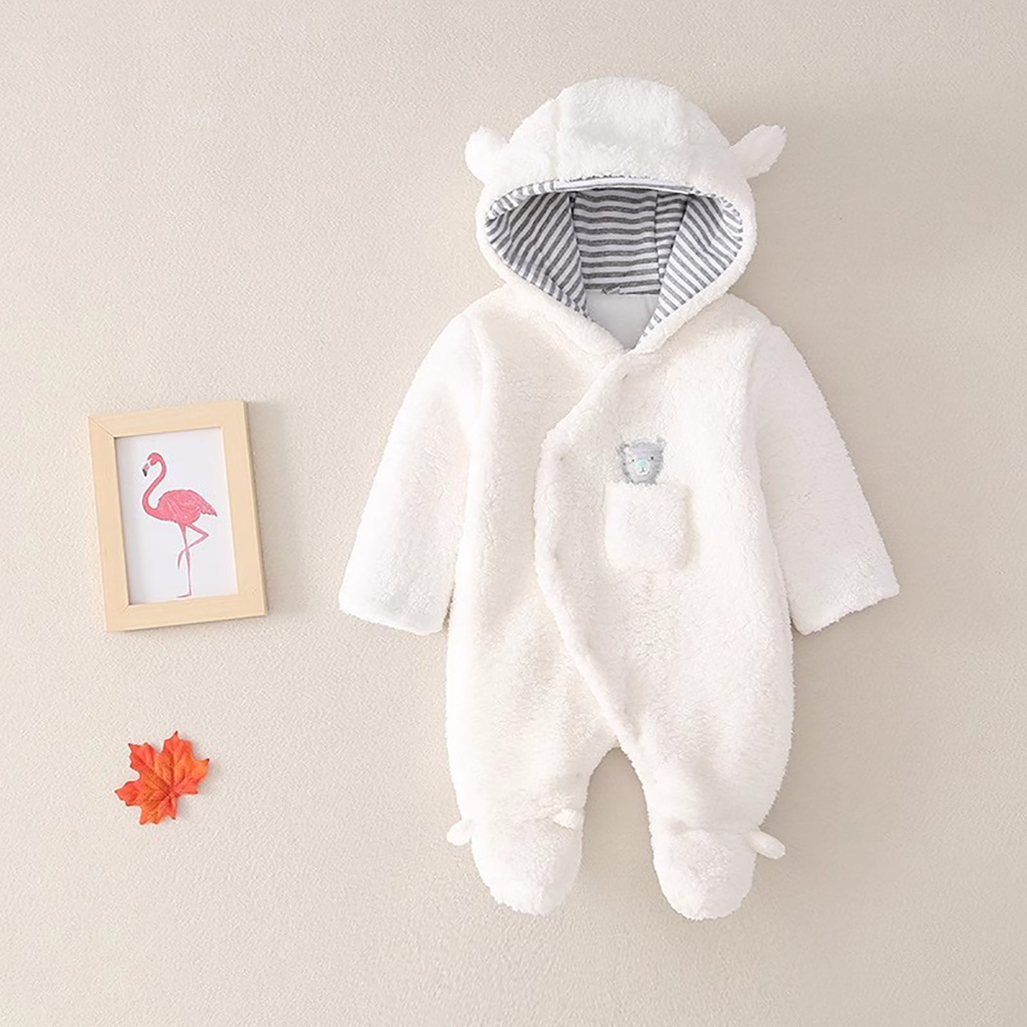 韩版婴儿冬装连体衣棉服加绒加厚