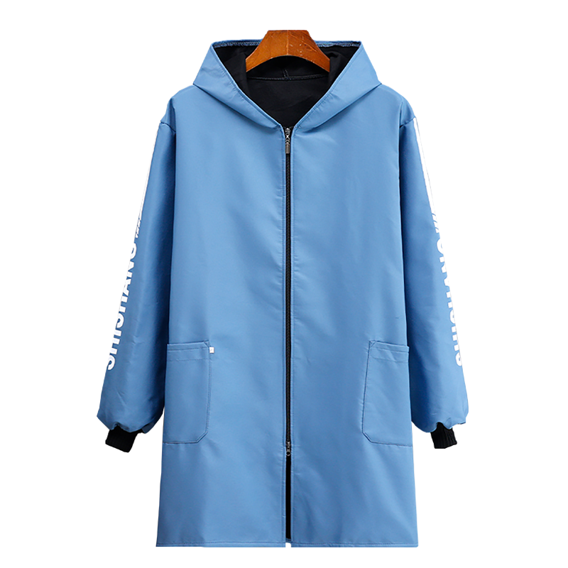 免费定制logo加绒长袖围裙防水防油中长款家用厨房连帽时尚秋冬款