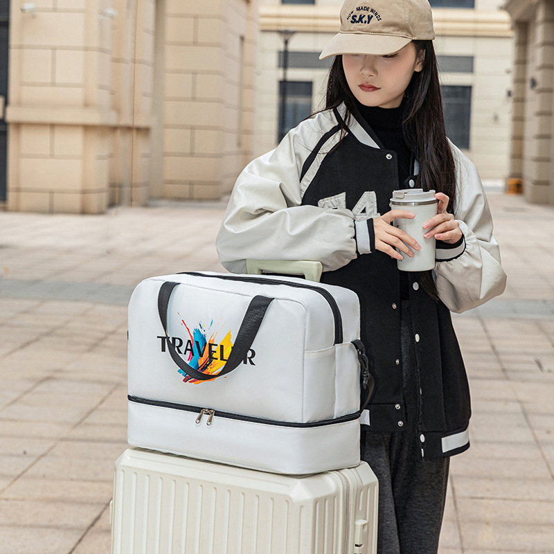 干湿分离单肩手提包短途轻便手提行李袋出差旅行包运动健身包