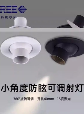 黑色防眩led迷你小射灯1W3W开孔4公分40mm小角度15度凸嘴天花灯