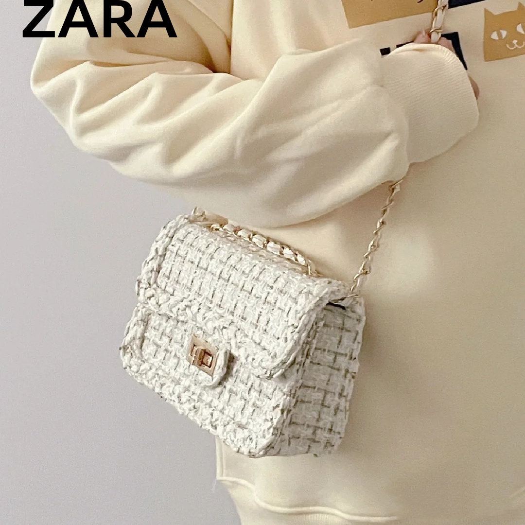 ZARAHOME女包小方包单肩斜挎呢子包日韩时尚2025新款包包