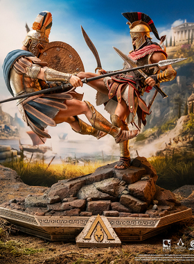 『现货不包邮』 育碧《刺客信条：奥德赛》斯巴达踢击1/6场景手办