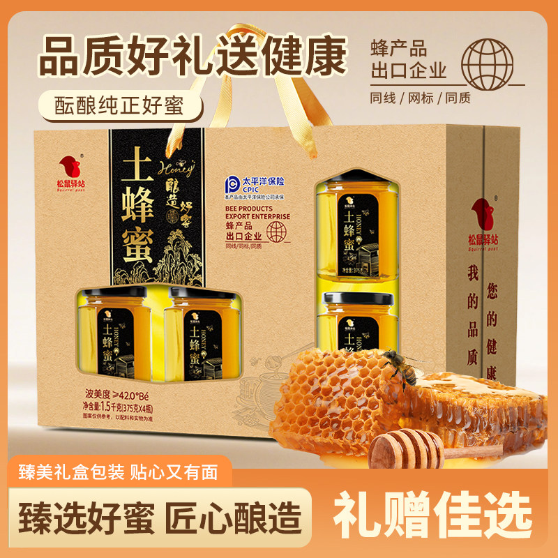 松鼠驿站年货好礼过年走亲访友土蜂蜜礼盒中老年人营养品礼盒批发