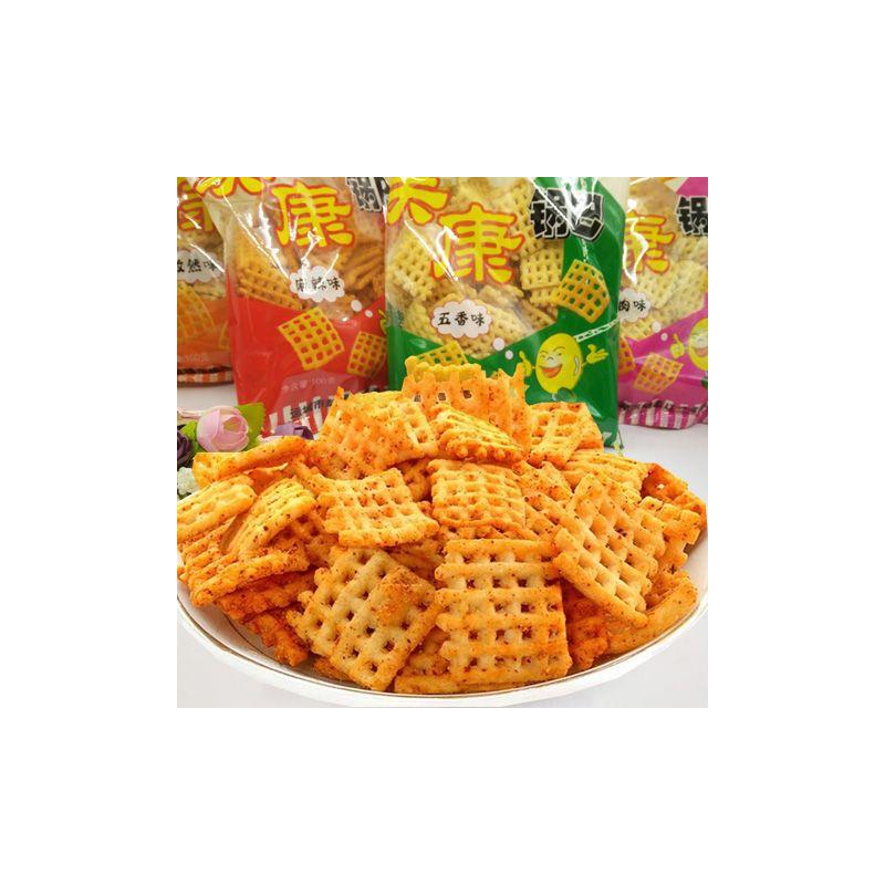 *美康麻辣锅巴孜然牛肉多口味休闲网红膨化熬夜充饥零食即食袋/