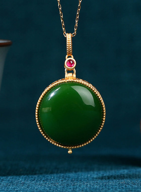 嘎乌盒子挂坠复古宫廷镂空风格放香料铜镀金仿玉石无事牌香囊吊坠