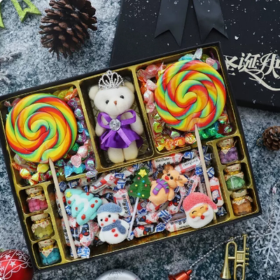 圣诞节大白兔奶糖果礼盒装多口味巧克力星空棒棒糖定制送女友生日