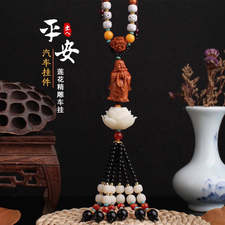 热卖汽车挂件布袋弥勒后视镜车挂 立体精雕莲花汽车内饰用品LJG03,汽车用品/电子/清洗/改装,车挂,淘宝优惠券,粉丝福利购,淘宝优惠卷
