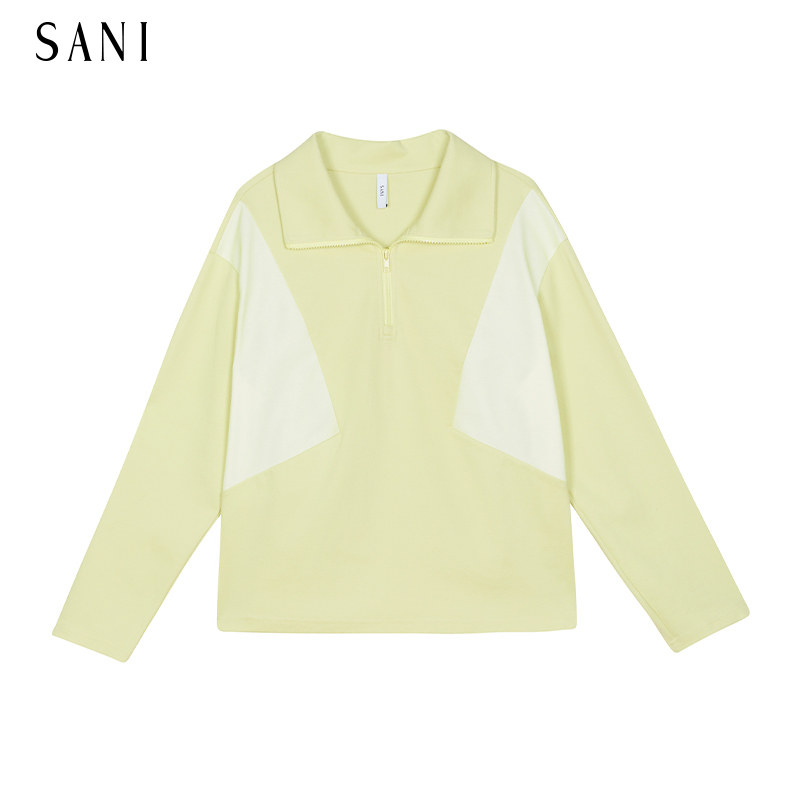 SANI女装春季商场同款翻领半拉链套头长袖T恤TZ9725