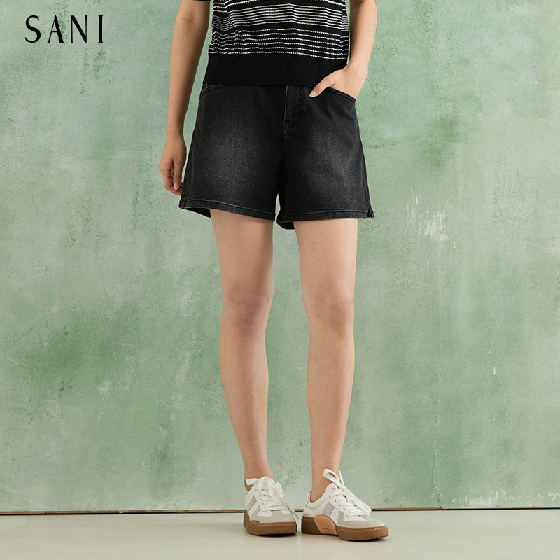 SANI女装2026年夏季新款商场同款小A字版开衩牛仔短裤NK7001