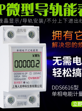 V3FP上海人民DDS6616-2P单相导轨电表220v微型单相电能计量模块