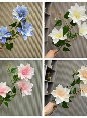 仿真绢布铁线莲 家居软装摆件仿真玉兰花 婚庆假花布置背景墙