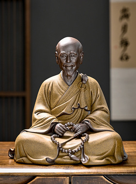 陶瓷人物弘一法师紫砂摆件家居茶桌壁柜中式禅意礼佛工艺装饰